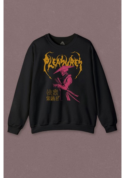 Unisex Sweatshirt Pleasures Samurai Japan Samuray Japon Baskılı Sweatshirt