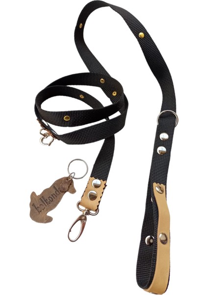 Köpek gezdirme tasması kolon deri siyah zımbalı küçük ve orta ırk genişlik:2cm uzunluk:125cm dog leash B5-11