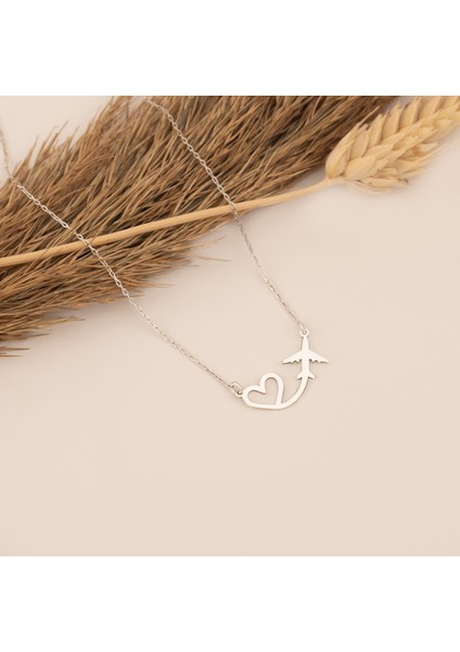 925 Ayar Gümüş Birleşik Kalpli Uçak Kolye fiyatları