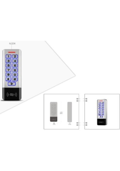 Novacom NC-MS11P Metal Wp Şifre Matik / Kart Okuyucu Su Geçirmez (Pin+Prox)
