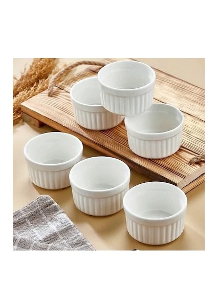 Cooker CKR-4016 Mini 6 cm Porselen Lüx Beyaz Servis Sunum Kahvaltı Reçellik Sosluk 6'lı