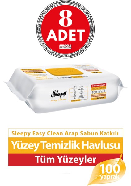 Easy Clean Arap Sabunlu Yüzey Temizlik Havlusu 100'lü x 8 Adet