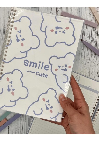 Sevimli Tavşanlar Desenli Spiralli Binder B5 Defter Scrapbook