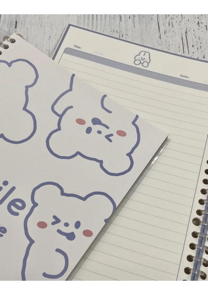Sevimli Tavşanlar Desenli Spiralli Binder B5 Defter Scrapbook