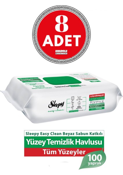 Easy Clean Yüzey Temizlik Havlusu 100'lü 8 Adet