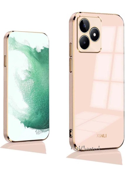 Realme C53 Uyumlu Kılıf Kamera Korumalı Parlak Gold Altın Kenarlı