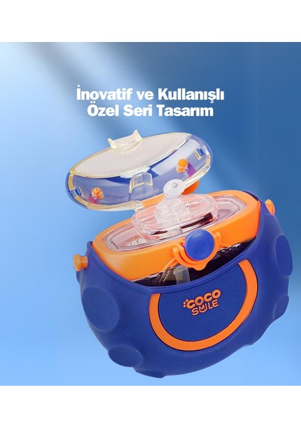 Cocosmile 630ML Silikon Uzay Tema Kılıflı Pipetli Askılı Tritan Çocuk Matarası indirimleri