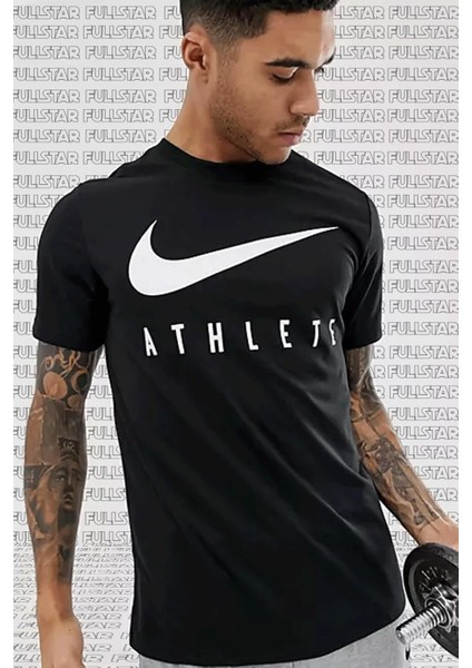 Dri Fit Training Cotton Tee Short Sleeve Baskılı Siyah Tişört