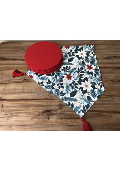 Yılbaşı Çiçeği Desenli Runner &supla