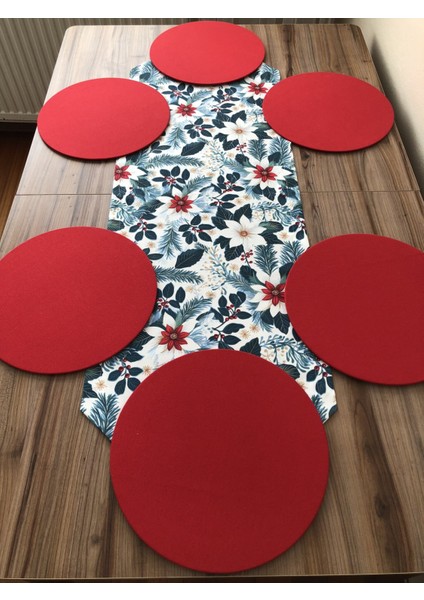 Yılbaşı Çiçeği Desenli Runner &supla modelleri