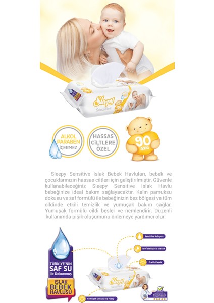 Sensitive Islak Mendil 90'lı x 2 Adet