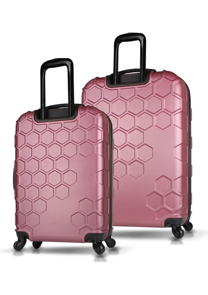 Honey Abs 2'li Valiz Seti (Orta ve Büyük) Rose Gold