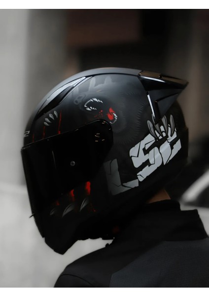 Rapıd 2 Clawn Mat Siyah-Gri-Kırmızı Kask (Şeffaf Kask Camı )