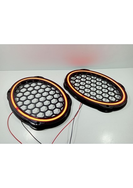 Işıklı Oval Hoparlör Kapağı – Kırmızı Renkte Işıklı Oval Midrange Kapak – 1 Takım