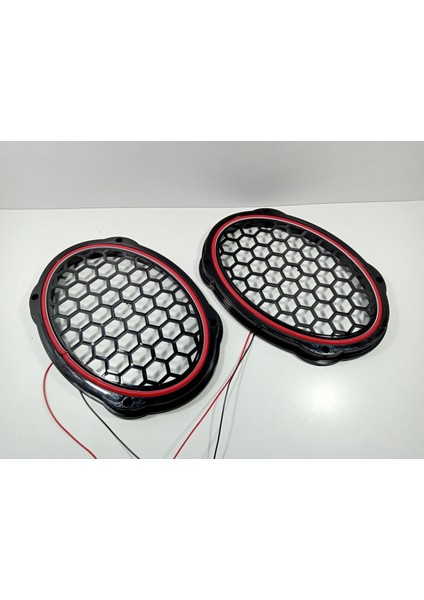 Işıklı Oval Hoparlör Kapağı – Kırmızı Renkte Işıklı Oval Midrange Kapak – 1 Takım