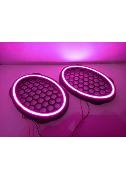 Işıklı Oval Hoparlör Kapağı – Mor Renkte Işıklı Oval Midrange Kapak – 1 Takım