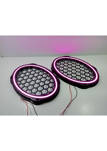 Işıklı Oval Hoparlör Kapağı – Mor Renkte Işıklı Oval Midrange Kapak – 1 Takım
