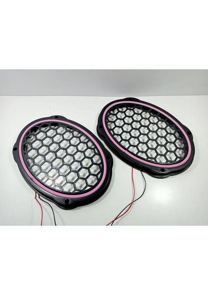 Işıklı Oval Hoparlör Kapağı – Mor Renkte Işıklı Oval Midrange Kapak – 1 Takım
