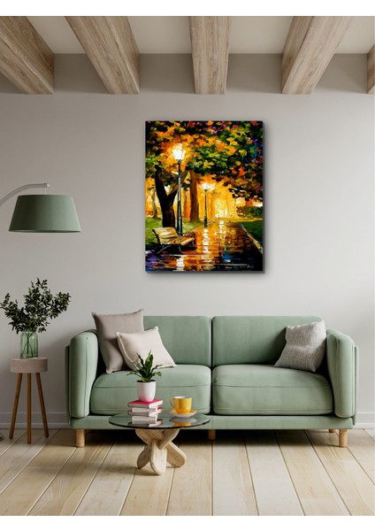 Sokak Lambaları Yağlı Boya Kanvas Tablo Minimalist Dekoratif Soyut Modern