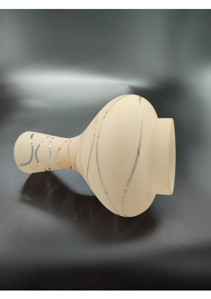 . Avize Lamba Camı. Somon Renkli. Suyolu Desenli. (Alt Çap: 8.00cm-h:18.00cm)