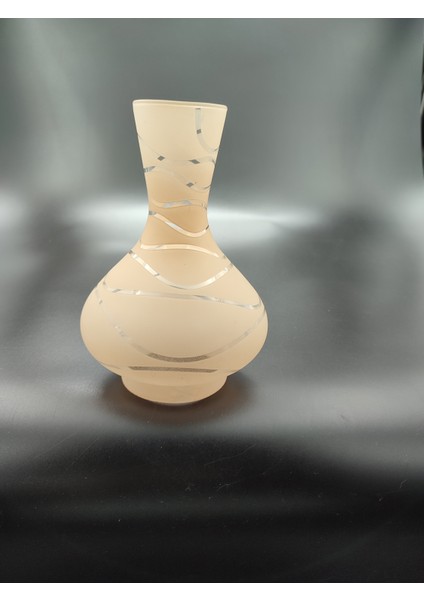 . Avize Lamba Camı. Somon Renkli. Suyolu Desenli. (Alt Çap: 8.00cm-h:18.00cm)