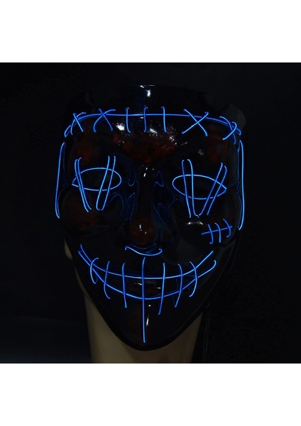 Halloween Maske Neon Mavi Işıklı