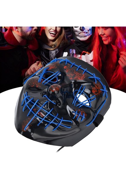 Halloween Maske Neon Mavi Işıklı