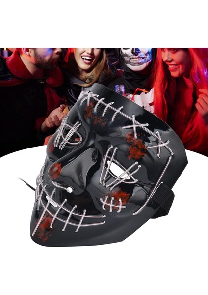 Halloween Maske Neon Beyaz Işıklı