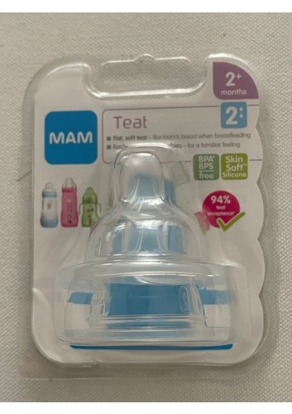 Teat 2 Medium Flow Silk Teat 2+ Months - 2 Pack-Orta Akışlı Emzik 2+ Ay modelleri