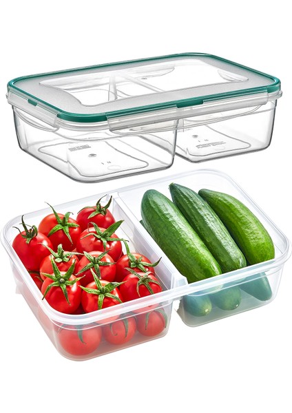 Fresh Box 2 Bölmeli Saklama Kabı 2000 ml Hava Geçirmez Sıvı Sızdırmaz Beslenme Kabı