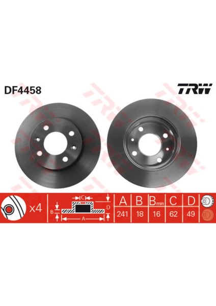 DF4458 Ön Fren Diski Havalı Pıcanto 1.0/1.1 04/04 I10 I20 08