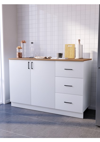 Sage Mutfak Dolabı Alt Modül 135CM Çekmeceli (Tezgah Dahil)