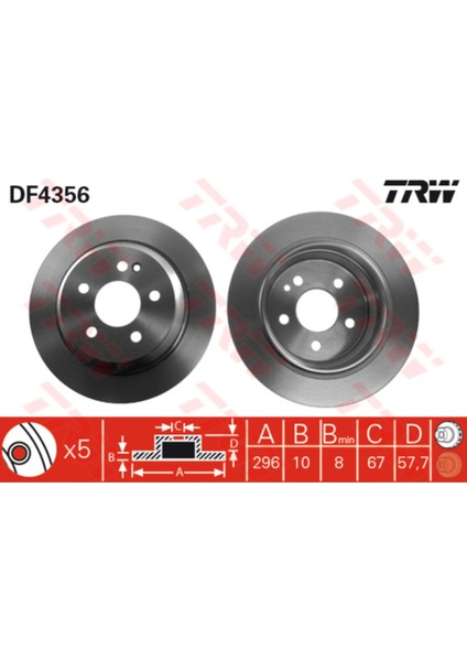 DF4356 Arka Fren Diski Vito 109 Cdı 2.2 111 Cdı 2.2 115 Cdı 2.2 119 3.