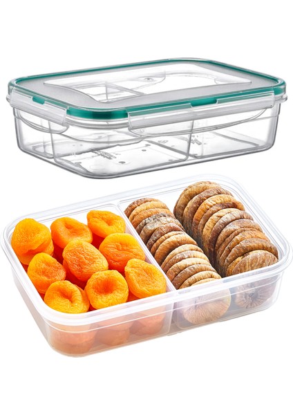 Fresh Box 2 Bölmeli Saklama Kabı 1000 ml Hava Geçirmez & Sıvı Sızdırmaz Beslenme Kabı