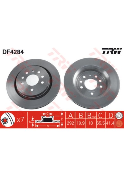 DF4284 x Arka Fren Diski Vectra C Gts 4.02 Sıgnum 03 Saab 9.3 02 292X1