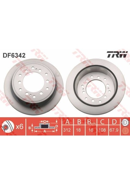 DF6342 Fren Diski Arka Land Cruiser 08-