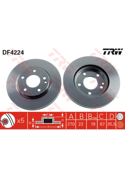 DF4224 Ön Fren Diski Mercedes Vaneo 414 02 05