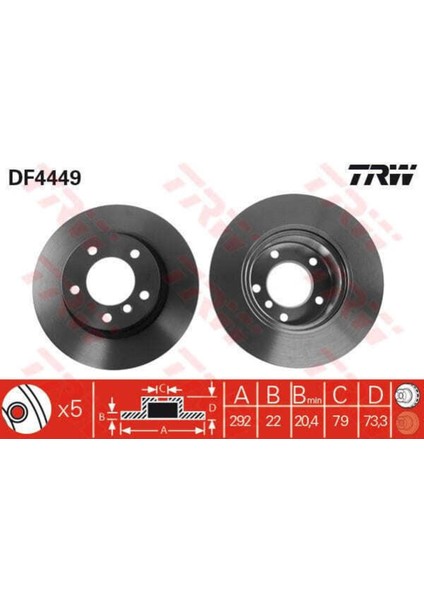 DF4449 Fren Diski Ön Bmw 1 E87 04- Bmw 3 E90 05- Havalı 292MM