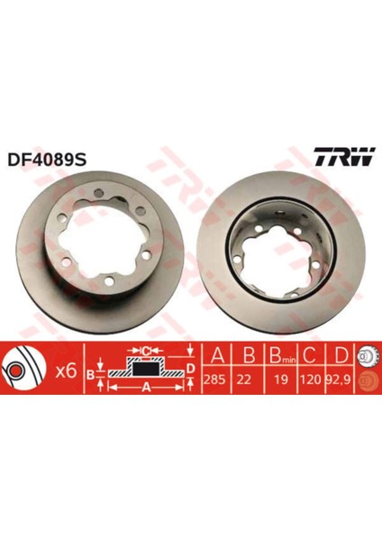 DF4089S Arka Fren Diski Sprınter Lt 28 35 46 2.3 2.5sdı 96 06 2.5 2.8t