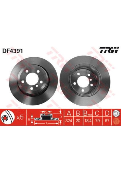 DF4391 Fren Diski Arka Bmw 7 01- Havalı 324MM