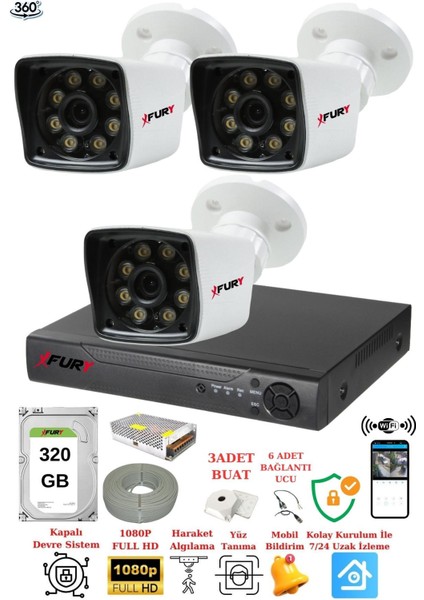 3 Kameralı 5mp Lens 1080P 2mp Color Görüntü 8 Warm LED Gece Görüş Fullhd Güvenlik Kamera 5525W 320 fiyatları