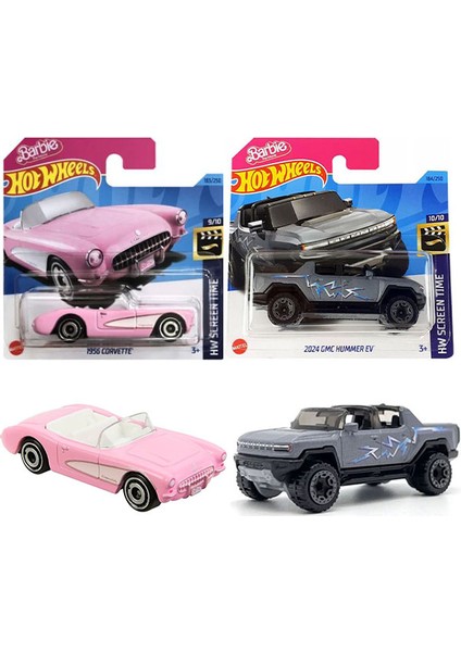 2 Araç Set Barbie The Movie 1956 Corvette & 2024 Gmc Hummer Ev (1/64)