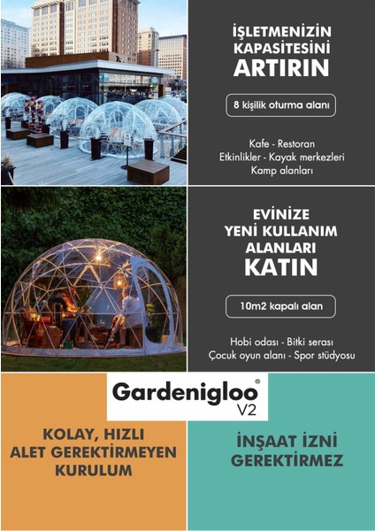 8 Kişilik Şeffaf Iglo Çadır 10 M2