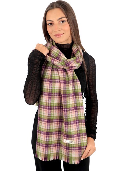 Mor Yeşil Ekose Desen Kışlık Şal fiyatları