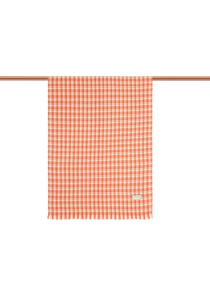 Turuncu Krem Ekose Desen Kışlık Şal modelleri