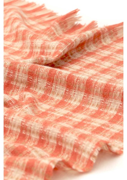 Turuncu Krem Ekose Desen Kışlık Şal fırsatları