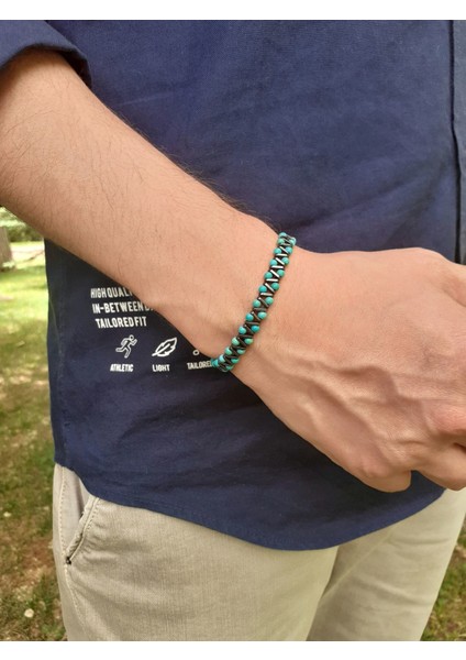 Turkuaz Hematit El Yapımı Doğal Taş Bileklik