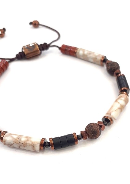 Varisit Oniks Jasper Tibet Akik Hematit Doğal Taş Bileklik