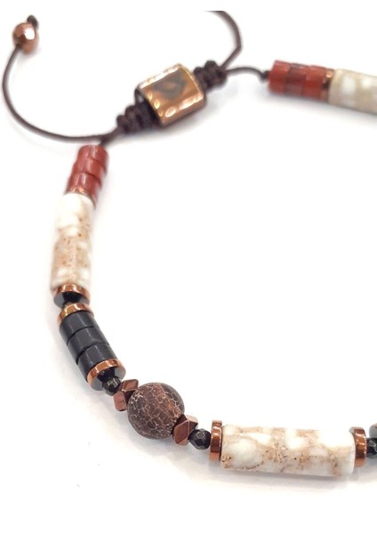 Varisit Oniks Jasper Tibet Akik Hematit Doğal Taş Bileklik