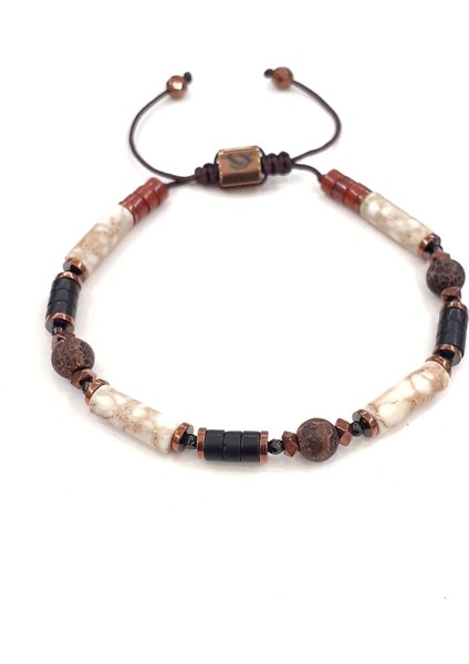 Varisit Oniks Jasper Tibet Akik Hematit Doğal Taş Bileklik